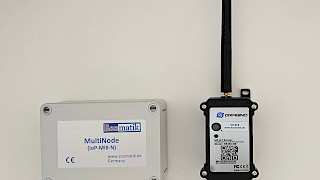 Wireless measurement node IoP-MI8: a flexible sensor module for IoT environments with support for up to 8 analog plus digital sensor inputs.